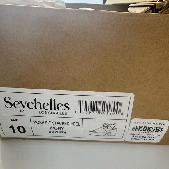 Seychelles * Mosh Pit Platform Sandals Ivory Leather Stacked Heel 10 Anthropolog - Picture 10 of 10